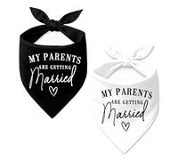 2 Pack My Parents are Getting Married Engagement Gift Wedding Photo Prop Engagement Dog Bandana Pet Scarf Dog Engagement Announcement Pet Accessories (Black/White)