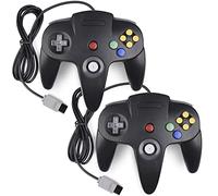 2 Pack N64 Controller, Classic Retro Wired N64 64 Bit Gamepad Joystick for Ultra 64 Video Game Console N64 System (Black+Black)