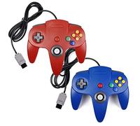 2 Pack N64 Controller, Classic Retro Wired N64 64 Bit Gamepad Joystick for Ultra 64 Video Game Console N64 System (Blue+Red