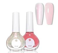 2-Pack Nail Polish Set, Pearlescent White And Glossy Pink, 12 ml Each | Fitted Caps And Applicator Brushes, For Home Manicures, French Manicure Looks, Layered Nail Art And Single-Colour Styles