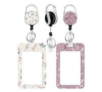 2 Pack Name Tag Holder and Heavy Duty Retractable Reel, ID Badge Holders with Retractable Clip for Nurse Teacher Student Office Women Men
