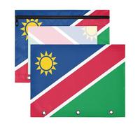 2 Pack Namibia Flag A4 Letter Folder with Smooth Zippers