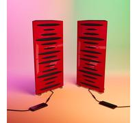 2 Pack - Narrow Acoustic Corner Bass "PULSE-mini" with desktop standing lamp RGB Light | Mobile Acoustic stand on LED Table Stand | for Podcast Studio, Gaming Room | 50x23х10cm | Color: Red plastic