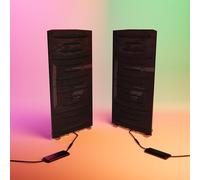 2 Pack - Narrow Acoustic Corner Bass "PULSE-mini" with desktop standing lamp RGB Light | Mobile Acoustic stand on LED Table Stand | for Podcast Studio, Gaming Room | 50x23х10cm | Color: Black plastic