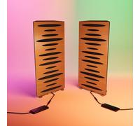 2 Pack - Narrow Acoustic Corner Bass "PULSE-mini" with desktop standing lamp RGB Light | Mobile Acoustic stand on LED Table Stand | for Podcast Studio, Gaming Room | 50x23х10cm | Color: Cherry