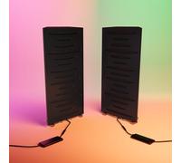 2 Pack - Narrow Acoustic Corner Bass "PULSE-mini" with desktop standing lamp RGB Light | Mobile Acoustic stand on LED Table Stand | for Podcast Studio, Gaming Room | 50x23х10cm | Color: Black