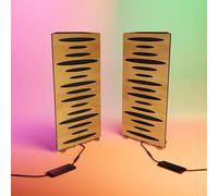 2 Pack - Narrow Acoustic Corner Bass "PULSE-mini" with desktop standing lamp RGB Light | Mobile Acoustic stand on LED Table Stand | for Podcast Studio, Gaming Room | 50x23х10cm | Color: Oak