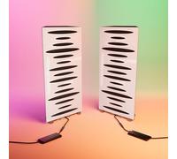 2 Pack - Narrow Acoustic Corner Bass "PULSE-mini" with desktop standing lamp RGB Light | Mobile Acoustic stand on LED Table Stand | for Podcast Studio, Gaming Room | 50x23х10cm | Color: White plastic