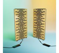 2 Pack - Narrow Acoustic Corner Bass "WAVE-mini" with desktop standing lamp RGB Light | Mobile Acoustic stand on LED Table Stand | for Podcast Studio, Gaming Room | 50x23х10cm | Color: Oak