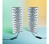 2 Pack - Narrow Acoustic Corner Bass "WAVE-mini" with desktop standing lamp RGB Light | Mobile Acoustic stand on LED Table Stand | for Podcast Studio, Gaming Room | 50x23х10cm | Color: White plastic