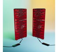 2 Pack - Narrow Acoustic Corner Bass "WAVE-mini" with desktop standing lamp RGB Light | Mobile Acoustic stand on LED Table Stand | for Podcast Studio, Gaming Room | 50x23х10cm | Color: Red plastic
