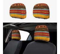 2 Pack Native American Pattern Print Universal Car Headrest Cover Elastic, Cute Stylish Car Seat Head Rest Cover Protector, Interior Front & Rear Seat Headrest Pads Decor For Womens Car Suv Auto