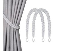 2 Pack Natural Cotton Rope Curtain Tiebacks Hand Knitted Curtain Ties Elegant Boho Style Decorative Drape Tie Backs for Home & Office Drapery (Grey)