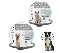 2 Pack Natural Essential Oil Dog Collar, Adjustable Waterproof Pet Collar Designed to Help Repel Outdoor Insects, Soft PVC for Small Medium Large Dogs(Grey)