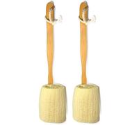 2 Pack Natural Exfoliating Loofah Luffa Loofa Bath Brush On A Stick - with Long Wooden Handle Back for Men and Women Sh for Bath