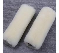 2 Pack Natural Fur Comfort Auto Authentic Sheepskin Car Seat Belt Pads for Adults, Soft Texture Shoulder Neck Cushion Pad Protector, Genuine Australia Merino Wool Cover (Cream White)