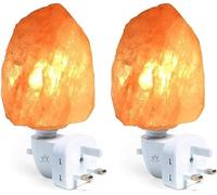 2 Pack Natural Himalayan Salt Lamp, Crystal Salt Night Light lamp, Warm Orange Nursery Night Light, Natural and Unique Wall Plug for Air Purification