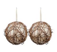 2 Pack Natural Rattan Bird Chew Toy with Cotton, Refillable, for Parrots & Small Birds. Solve Boredom & Destructive Behavior. Perfect for Garden, Balcony, Cage Hanging. (Khaki, One Size)