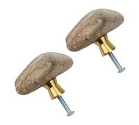 2 Pack Natural Stone Door Handles for Cabinets Drawer Pulls Unique Single Hole Knobs with 22 Cm Screws Contemporary Minimalist De
