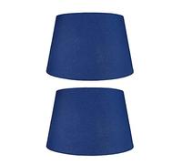 2 Pack - Navy Blue 10" Cotton Tapered Drum Vintage Lampshade with Reversible Gimble & Shade Reducing Ring to Fit All Types of Lampholders - Rolled Edges - Hard Lined - Sold in Pairs