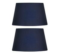 2 Pack - Navy Blue 14" Cotton Drum Vintage Tapered Fabric Lampshade with Reversible Gimble & Shade Reducing Ring to Fit All Types of Lampholders - Sold in Pairs