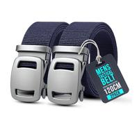 2 Pack Navy Blue Mens Nylon Canvas Webbing Belts With Quick Release Automatic Slide Buckles For Outdoor Daily Wear