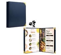 2-Pack Navy Faux Leather Menu Covers - 8.5 x 11 Inch Menu Book with 2 Pages for 4 Views - Perfect for Wine Lists, Drinks, and Menus - Stylish and Durable Menu Holder