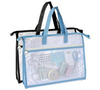 2 Pack Needlepoint Bag, Clear Mesh Zipper Pouch with Handle & Extra Pocket, Sewing Bag Suitable for Quilting, Knitting, Stitching and Embroidery Storage Projects, Cross Stitch Bag, A4 Size, Art Sewing