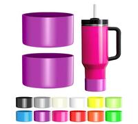 2-Pack Neon Silicone Stanley Cup Boot Protectors for 20-40oz & 12-29oz Tumblers, Scratch & Noise Avoidance, Purple