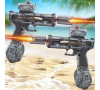 2 Pack New Electric Water Guns for Adults Kids, Automatic Water Gun With LED-Dynamic Light Source, Ultra-Long Range, Ultra-Long Standby, 320CC Large Capacity Water Guns (2 Pack Grey)