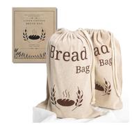 2 Pack New Living Natural Linen Bread Bag | Organic Blend | 2 x Reusable Bread Bags | Food Storage Bag | Bread Storage Bags | 38x30 cm | Eco Bread Bag