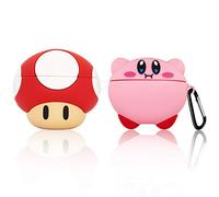 [2 Pack] New Star Kabi+Mushroom Airpods Pro Case,Animal Character Cute 3D Cartoon Funny for Girls Boys Kids Teens Women,Shockproof Soft Silicone Case for Airpods Pro Case with Keychain