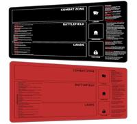 2 Pack Newcomer Playmat with Zones, 24" x 14" Magic The Gathering Rookie for MTG Player Learning Accessories Card Mat, Smooth Surface Anti-Slip Rubber Base Commander Playmat for TCG, Red Black