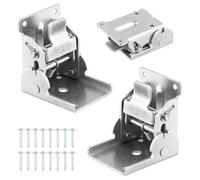 2-Pack Nickel Silver Locking Hinge: Heavy-Duty Folding Bracket for Folding Shelf Brackets & Folding Table Legs, 90° Self-Locking, Cold Rolled Steel, 30mm Folded Thickness, 2.5mm Plate