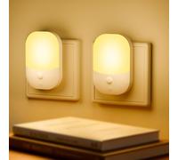 2 Pack Night Light Plug in Wall, 3000K Warm White LED Night Light, Dusk to Dawn Sensor, 5-Level Dimmer, Auto/On/Off Modes, Night Light for Kids, Nursery, Baby, Bedroom, Hallway, 0.3W Energy Saving