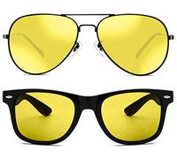 2 Pack Night Vision Glasses For Driving | HD Anti Glare Vision | Unisex | Premium UV400 Yellow Lenses | Prevent Eye Strain & Fatigue During Night-Time Driving Jogging Cycling Walking | UK Based Brand