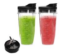 2 Pack Ninja Blender Cups Replacement Cups with Seal Lids,2 x 24oz Cups with 2 Flip Top to-Go Lids, Ninja Blender Accessories Replacement Parts for BL660 BL770 BL780 QB3001SS