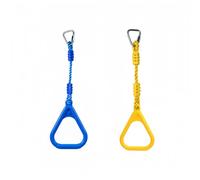 2-Pack Ninja Wheel for Kids - 360° Rotating Monkey Swing Obstacle for Ninja Course & Slackline Kits - Fun Blue & Yellow Ninja Rings Set