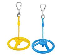 2-Pack Ninja Wheel Obstacle for Kids - 360° Rotatable Swing Monkey Wheel for Ninja Warrior Obstacle Course for Kids Ninja Warrior Slackline Kits - Blue, Yellow Color in Set (Ninja Wheel)