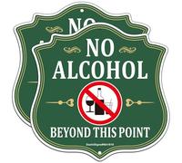 2 Pack No Alcohol Beyond This Point Signs, 10"x10" Rust Free Aluminum No Alcohol Sign for Business, Fade/Weather Resistant, UV Protected, Made to Last, Indoor/Outdoor Use, Easy to Read and Install
