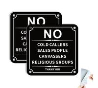 2 Pack No Cold Callers Sign for Front Door 10x10cm Metal Aluminum Self-adhesive Window Sticker No Religious Groups Signs