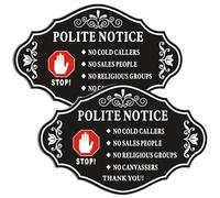 2 Pack No Cold Callers Sign for Front Door, Acrylic Door Sign Self Adhesive, Door Signs for Front Door, Letterbox, Windows, Gates, Ring Doorbell (5.9 x 3.93 inch)