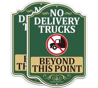 2 Pack No Delivery Trucks Beyond This Point Signs, 14" x 10" Rust Free Aluminum No Delivery Trucks in Driveway Sign, Fade/Weather Resistant, UV Protected, Made to Last, Outdoor Use, Easy to Mount