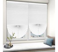 2 Pack No Drill Blinds,60x180cm Temporary Blackout Blinds,Easy Install Pleated Paper Blind, Stick on Blind for Windows, for Bedroom, Kitchen, Loft & Travel RV Car(White)