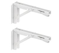 2-Pack No-Drill Stainless Steel Foldable Triangular Wall Bracket for Storage Shelves, Fixed Support with Anti-Shake Pads(Wei,12-inch 30CM)