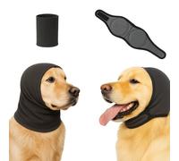 2-Pack No Flap Ear Wraps for Dogs & Dog Ear Muffs - No Shake Ear Wrap + Noise Protection Earmuffs for Bath, Grooming & Drying - Anxiety Relief & Hematoma (Gray, L)