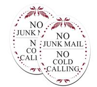 2 Pack No Junk Mail No Cold Calling Sign, 5” x 4” (13x10cm) Thick Acrylic Self-Adhesive Warning Sign, Store Signs for Host, Vrbo Essentials for Hosts, Vrbo Signs, Easy to Install