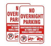 2 Pack No Overnight Parking Signs - Unauthorized Towed At Owner's Expense.18x12 Inch Reflective Rust-Free Aluminum, Weatherproof & UV Protected,Easy to Mount for Residential,Commercial & Property Use