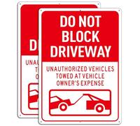 2 Pack No Parking Sign Do Not Block Driveway, 14 x 10 Inches Rust Free Aluminum Reflective, UV Protected, Waterproof, Easy to Mount
