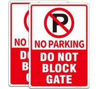 (2 Pack) No Parking Sign Do Not Block Gate, 14x10 inches Rust Free Heavy Aluminum Metal Reflective Sign, Weather Resistant, Weatherproof, Easy to Mount